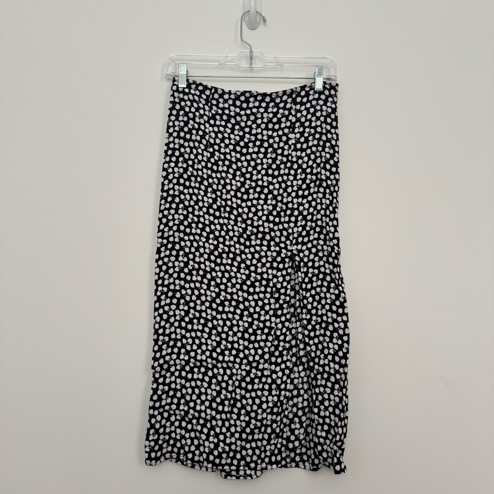 Abercrombie & Fitch Black Floral Midi Skirt